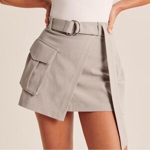 Abercrombie Taupe Wrap-Front Utility Mini Skort